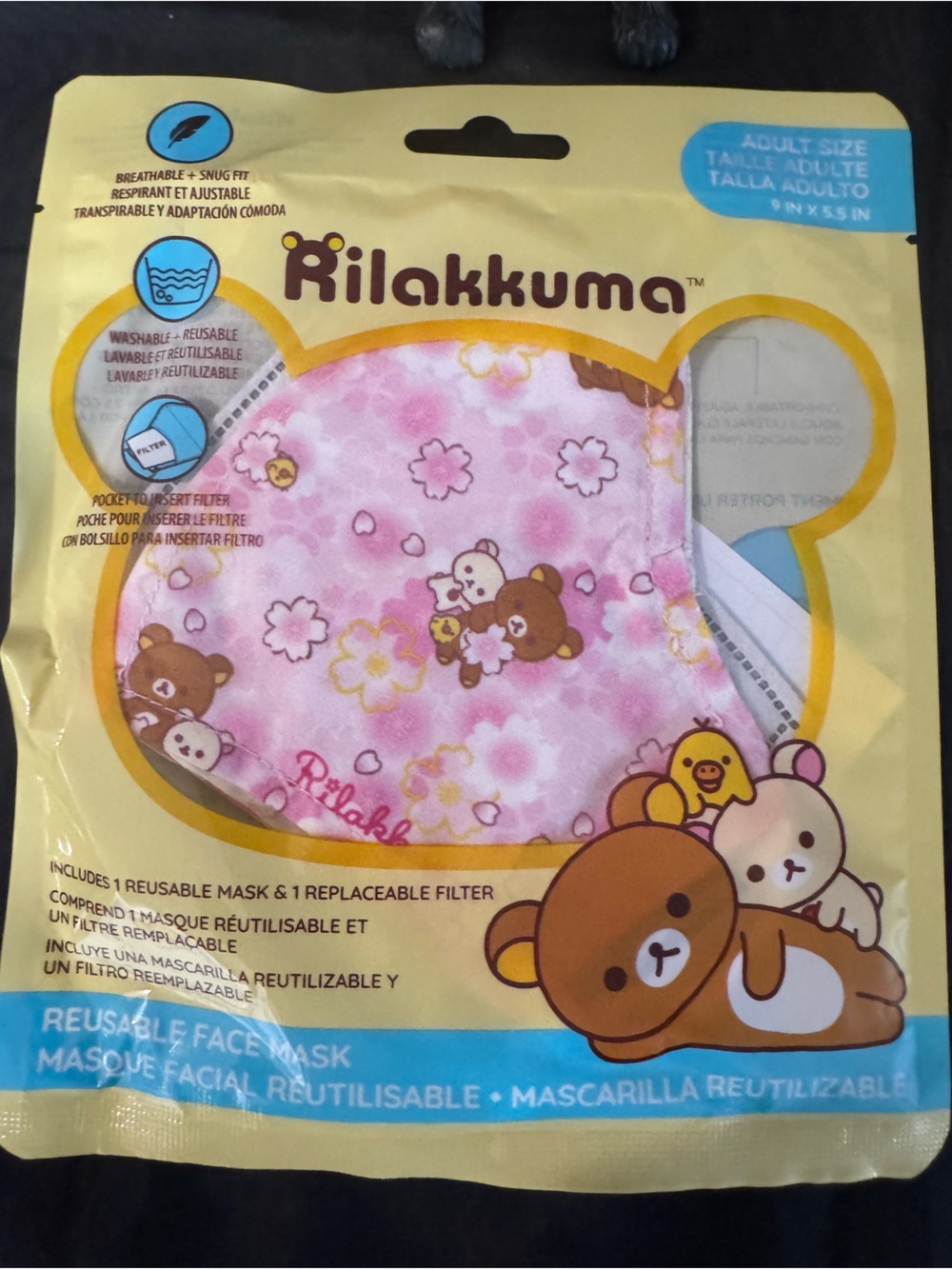Rilakumma Cutesy design Reusable Adult Face Mask — NWT — Sealed.